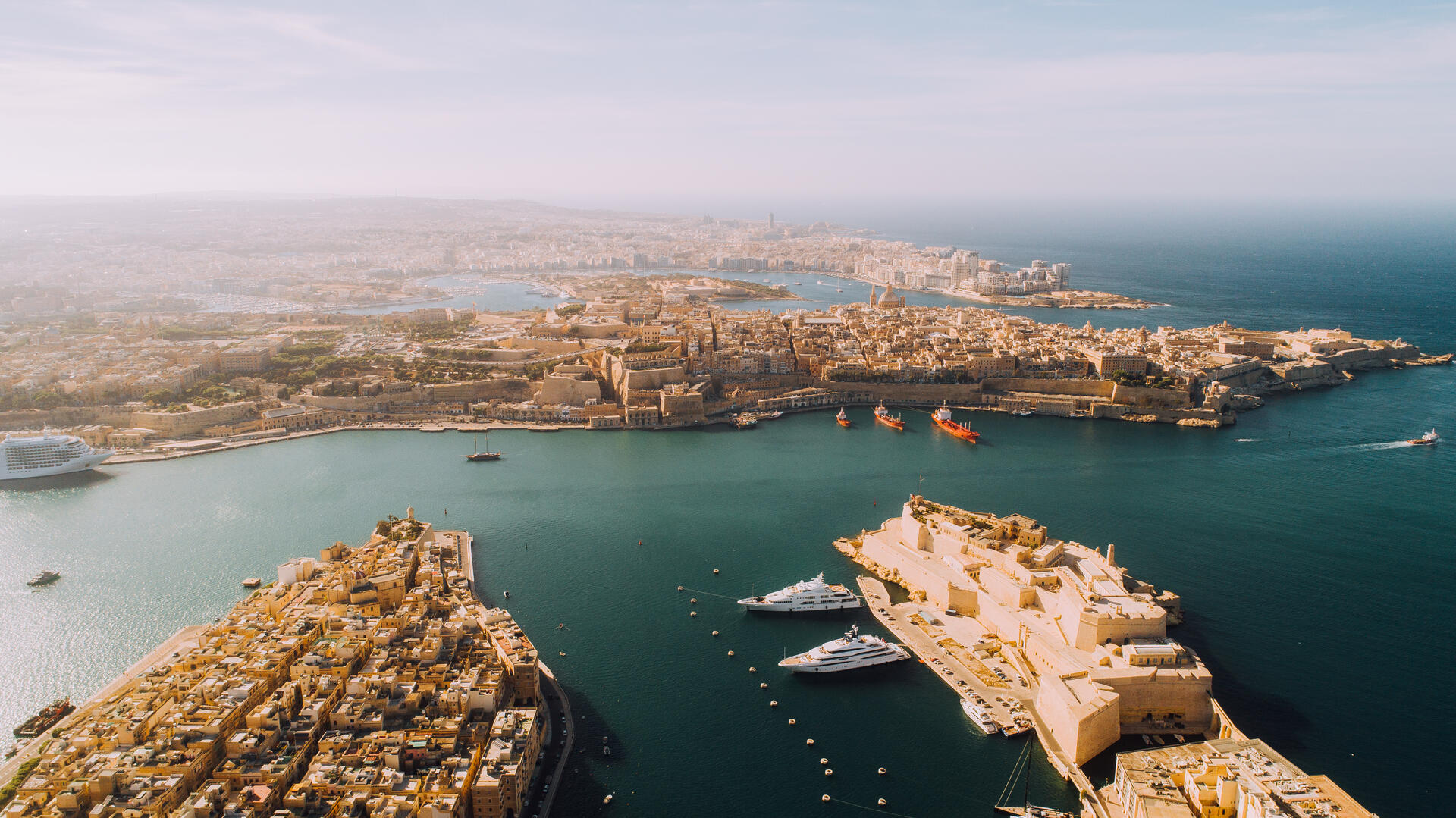 Aerial view Three Cities Malta Grand Harbour