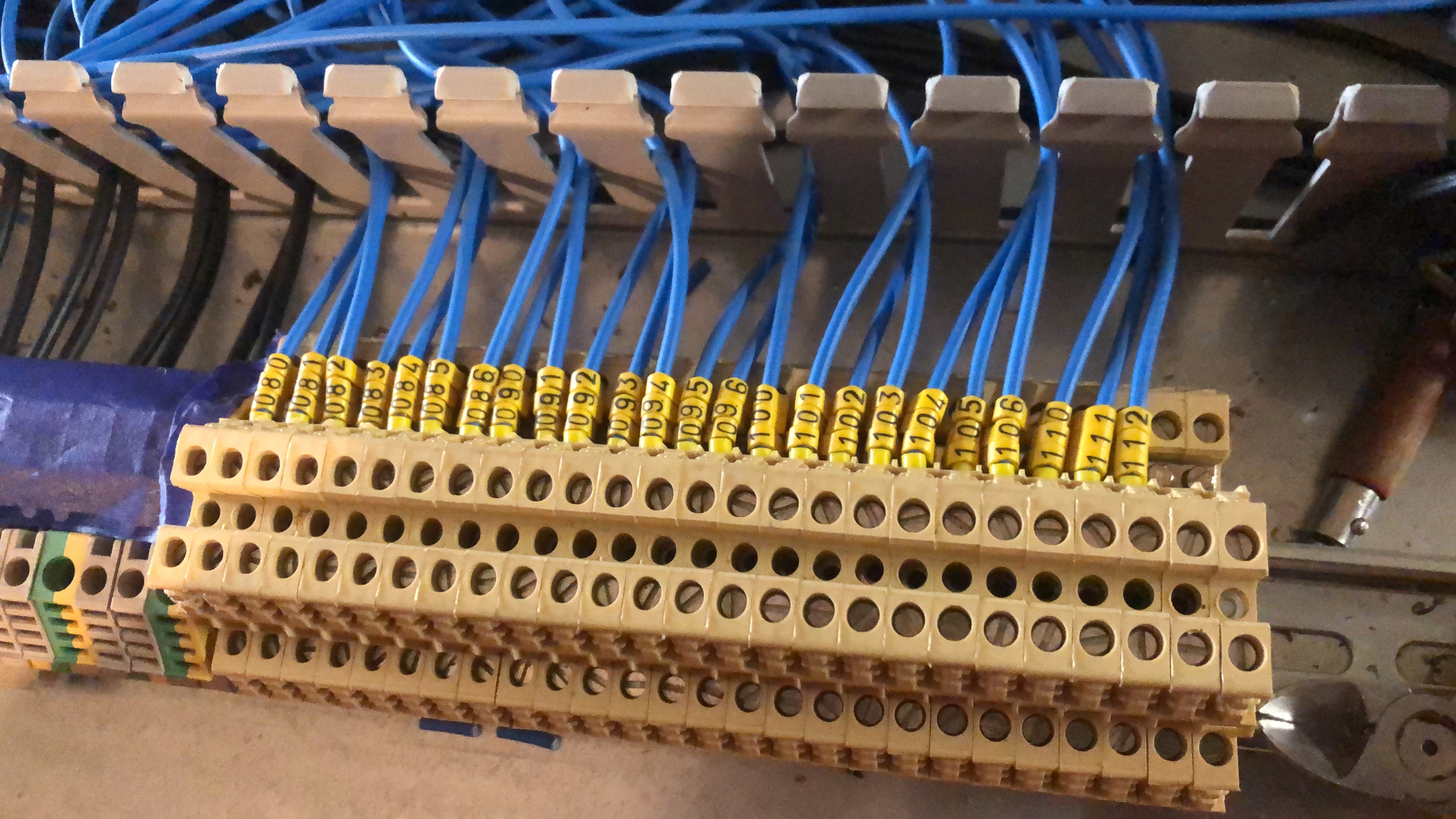 Marine electrical terminal blocks and control wiring