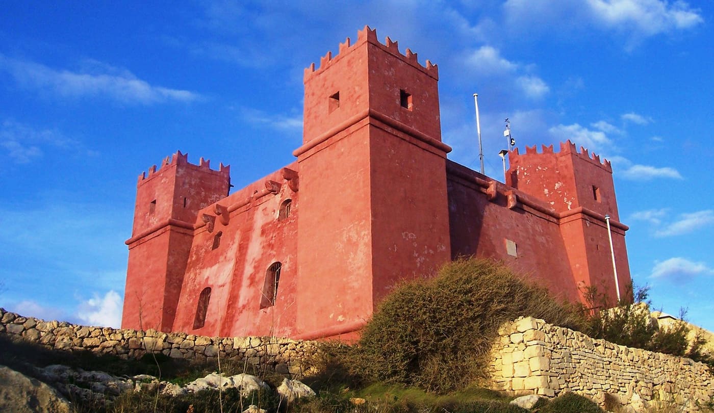 The red watchtower of St Agatha's Tower, known as the Red Tower