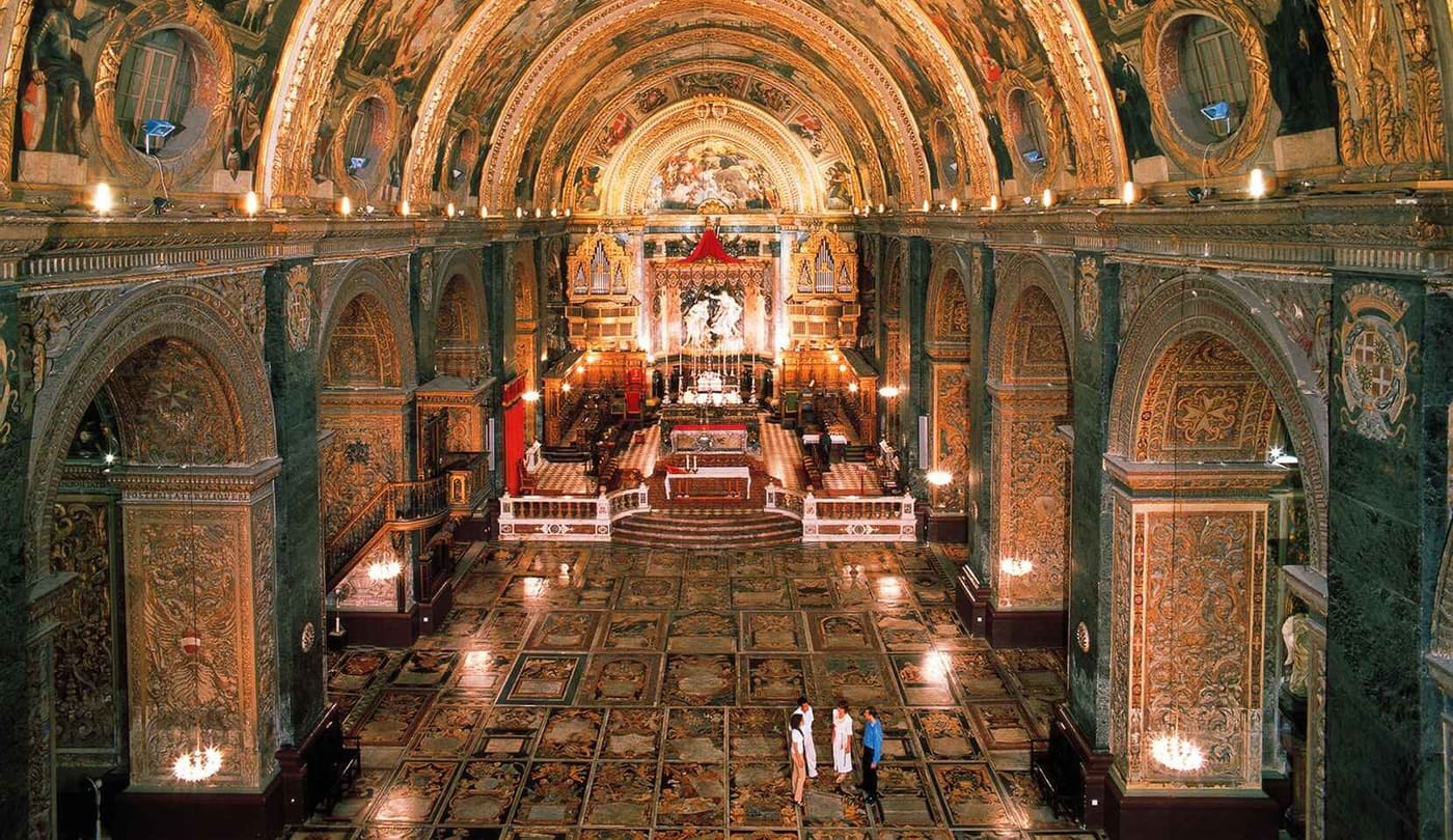 The gilded Baroque interior of St John's Co-Cathedral in Valletta